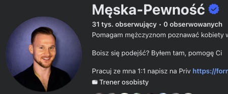 Strona Męska-Pewność na Facebooku - 31 tysięcy obserwujących