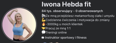 Strona Iwona Hebda fit na Facebooku - 84 tysiące obserwujących